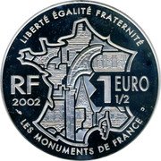 France 1-1/2 Euro Montmartre 2002 Proof KM# 1307 LIBERTÉ ÉGALITÉ FRATERNITÉ RF 1 EURO ½ 2002 LES MONUMENTS DE FRANCE coin obverse France 1-1/2 Euro Montmartre 2002 Proof KM# 1307 LIBERTÉ ÉGALITÉ FRATERNITÉ RF 1 EURO ½ 2002 LES MONUMENTS DE FRANCE coin obverse
