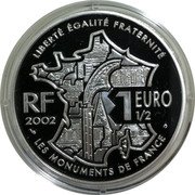 France 1-1/2 Euro Mont Saint Michel Abbey 2002 Proof KM# 1305 LIBERTÉ ÉGALITÉ FRATERNITÉ RF 1 EURO ½ 2002 LES MONUMENTS DE FRANCE coin obverse France 1-1/2 Euro Mont Saint Michel Abbey 2002 Proof KM# 1305 LIBERTÉ ÉGALITÉ FRATERNITÉ RF 1 EURO ½ 2002 LES MONUMENTS DE FRANCE coin obverse