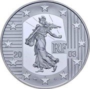 France 1-1/2 Euro The Sower. Map of Europe 2003 Proof KM# 2003 RF 20 03 coin obverse
