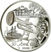 France 1-1/2 Euro Louisiana Purchase 2003 Proof KM# 1336 30 AVRIL 1803 2003 coin reverse