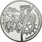 France 1-1/2 Euro Tour de France. Cyclist group 2003 Proof KM# 1322 CENTENAIRE DU TOUR DE FRANCE coin reverse