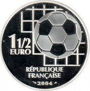 France 1-1/2 Euro 100th Anniversary of FIFA 2004 Proof KM# 1374 1 1/2 EURO RÉPUBLIQUE FRANÇAISE 2004 coin obverse