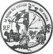 France 1-1/2 Euro Around the World in 80 Days 2005 Proof KM# 2029 LE TOUR DU MONDE EN 80 JOURS RF coin obverse France 1-1/2 Euro Around the World in 80 Days 2005 Proof KM# 2029 LE TOUR DU MONDE EN 80 JOURS RF coin obverse