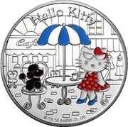 France 1-1/2 Euro Hello Kitty 2005 Proof KM# 1427 HELLO KITTY ©'76,'99,'05 SANRIO CO., LTD coin reverse France 1-1/2 Euro Hello Kitty 2005 Proof KM# 1427 HELLO KITTY ©'76,'99,'05 SANRIO CO., LTD coin reverse
