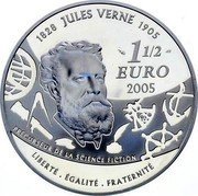 France 1-1/2 Euro 20.000 Leagues Under the Sea 2005 Proof KM# 1438 1828 JULES VERNE 1905 1 1/2 EURO 2005 PRÉCURSEUR DE LA SCIENCE FICTION LIBERTÉ. ÉGALITÉ. FRATERNITÉ coin reverse France 1-1/2 Euro 20.000 Leagues Under the Sea 2005 Proof KM# 1438 1828 JULES VERNE 1905 1 1/2 EURO 2005 PRÉCURSEUR DE LA SCIENCE FICTION LIBERTÉ. ÉGALITÉ. FRATERNITÉ coin reverse