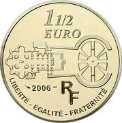 France 1-1/2 Euro 500th Anniversary of Saint Peter's Basilica 2006 Proof KM# 1455 1 1/2 EURO 2006 RF LIBERTÉ - ÉGALITÉ - FRATERNITÉ coin obverse