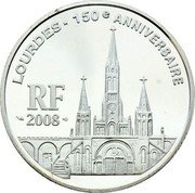 France 1-1/2 Euro Lourdes 2008 Proof KM# 1561 LOURDES - 150E ANNIVERSAIRE RF 2008 coin obverse France 1-1/2 Euro Lourdes 2008 Proof KM# 1561 LOURDES - 150E ANNIVERSAIRE RF 2008 coin obverse