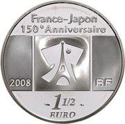 France 1-1/2 Euro Kanei-Thuho 2008 Proof KM# 1551 FRANCE-JAPON 150E ANNIVERSAIRE 2008 RF 1 1/2 EURO coin obverse France 1-1/2 Euro Kanei-Thuho 2008 Proof KM# 1551 FRANCE-JAPON 150E ANNIVERSAIRE 2008 RF 1 1/2 EURO coin obverse