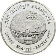 France 1-1/2 Euro XXIX Summer Olympic Games in Beijing. Swimming 2008 Proof KM# 1543 RÉPUBLIQUE FRANÇAISE 1 1/2 EURO BEIJING 2008 LIBERTÉ ÉGALITÉ FRATERNITÉ coin obverse France 1-1/2 Euro XXIX Summer Olympic Games in Beijing. Swimming 2008 Proof KM# 1543 RÉPUBLIQUE FRANÇAISE 1 1/2 EURO BEIJING 2008 LIBERTÉ ÉGALITÉ FRATERNITÉ coin obverse