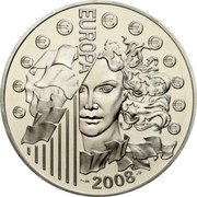 France 1-1/2 Euro French Presidency of European Union 2008 Proof KM# 1527 € EUROPA 2008 coin reverse France 1-1/2 Euro French Presidency of European Union 2008 Proof KM# 1527 € EUROPA 2008 coin reverse