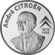 France 1-1/2 Euro 130th Anniversary of Andre Citroen 2008 Proof KM# 1555 ANDRÉ CITROËN 1878 1935 coin reverse France 1-1/2 Euro 130th Anniversary of Andre Citroen 2008 Proof KM# 1555 ANDRÉ CITROËN 1878 1935 coin reverse