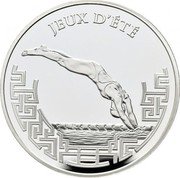France 1-1/2 Euro XXIX Summer Olympic Games in Beijing. Swimming 2008 Proof KM# 1543 JEUX D'ÉTÉ coin reverse France 1-1/2 Euro XXIX Summer Olympic Games in Beijing. Swimming 2008 Proof KM# 1543 JEUX D'ÉTÉ coin reverse