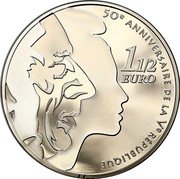 France 1-1/2 Euro The Sower. 50th Anniversary of the 5th French Republic 2008 Proof KM# 1537 50E ANNIVERSAIRE DE LA VE RÉPUBLIQUE 11/2 EURO coin reverse France 1-1/2 Euro The Sower. 50th Anniversary of the 5th French Republic 2008 Proof KM# 1537 50E ANNIVERSAIRE DE LA VE RÉPUBLIQUE 11/2 EURO coin reverse
