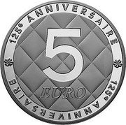 France 5 Euro Gabrielle Chanel 2008 Proof KM# 1566 125E ANNIVERSAIRE 125E ANNIVERSAIRE 5 EURO coin reverse France 5 Euro Gabrielle Chanel 2008 Proof KM# 1566 125E ANNIVERSAIRE 125E ANNIVERSAIRE 5 EURO coin reverse