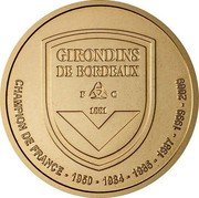 France 1-1/2 Euro Girondins de Bordeaux 2010 KM# 1723 GIRONDINS DE BORDEAUX F C 1881 CHAMPION DE LIGUE 1 1950 1984 1985 1987 1999 2009 coin reverse