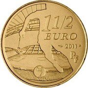 France 1-1/2 Euro Olympique Marseille 2011 KM# 1754 11/2 EURO 2011 R F coin obverse France 1-1/2 Euro Olympique Marseille 2011 KM# 1754 11/2 EURO 2011 R F coin obverse