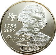 France 1/4 Euro Wolfgang Mozart Amedeus 2006 KM# 2061 RF 1756 2006 MOZART coin obverse
