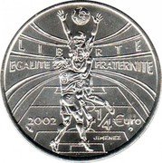 France 1/4 Euro World Cup Soccer 2002 KM# 1983 LIBERTE EGALITE FRATERNITE 2002 1/4 €URO JIMENEZ coin obverse France 1/4 Euro World Cup Soccer 2002 KM# 1983 LIBERTE EGALITE FRATERNITE 2002 1/4 €URO JIMENEZ coin obverse