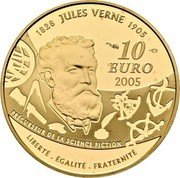 France 10 Euro Jules Verne. Around the World in 80 Days 2005 Proof KM# 1403 1828 JULES VERNE 1905 10 EURO 2005 PRÉCURSEUR DE LA SCIENCE FICTION LIBERTÉ ÉGALITÉ FRATERNITÉ coin reverse France 10 Euro Jules Verne. Around the World in 80 Days 2005 Proof KM# 1403 1828 JULES VERNE 1905 10 EURO 2005 PRÉCURSEUR DE LA SCIENCE FICTION LIBERTÉ ÉGALITÉ FRATERNITÉ coin reverse