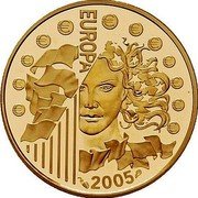 France 10 Euro Europa Series. 50th Anniversary of the European Union Flag 2005 Proof KM# 1435 EUROPA 2005 coin reverse France 10 Euro Europa Series. 50th Anniversary of the European Union Flag 2005 Proof KM# 1435 EUROPA 2005 coin reverse