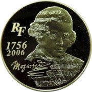 France 10 Euro Wolfgang Mozart Amedeus 2006 Proof KM# 2063 RF 1756 2006 MOZART coin obverse