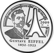 France 10 Euro Gustave Eiffel. 120 Years of the Eiffel Tower 2009 P Proof KM# 1601 2009 GUSTAVE EIFFEL 1832-1923 coin reverse