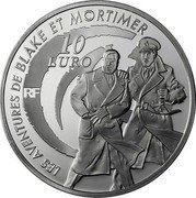 France 10 Euro Blake and Mortimer 2010 Proof KM# 1717 LES AVENTURES DE BLAKE ET MORTIMER 10 EURO RF coin obverse France 10 Euro Blake and Mortimer 2010 Proof KM# 1717 LES AVENTURES DE BLAKE ET MORTIMER 10 EURO RF coin obverse