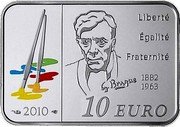 France 10 Euro Georges Braque 2010 Proof KM# 1708 LIBERTÉ ÉGALITÉ FRATERNITÉ G BRAQUE 1882 1963 2010 10 EURO coin reverse France 10 Euro Georges Braque 2010 Proof KM# 1708 LIBERTÉ ÉGALITÉ FRATERNITÉ G BRAQUE 1882 1963 2010 10 EURO coin reverse