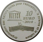 France 10 Euro Taj Mahal 2010 Proof KM# 1700 ORGANISATION DES NATIONS UNIES POUR L’ÉDUCATION, LA SCIENCE ET LA CULTURE 10 EURO 2010 UNESCO coin reverse France 10 Euro Taj Mahal 2010 Proof KM# 1700 ORGANISATION DES NATIONS UNIES POUR L’ÉDUCATION, LA SCIENCE ET LA CULTURE 10 EURO 2010 UNESCO coin reverse