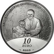 France 10 Euro 100th Anniversary of the Birth of the Mother Teresa 2010 Proof KM# 1695 CENTENAIRE DE LA NAISSANCE DE MÈRE TERESA 10 EURO 2010 coin reverse France 10 Euro 100th Anniversary of the Birth of the Mother Teresa 2010 Proof KM# 1695 CENTENAIRE DE LA NAISSANCE DE MÈRE TERESA 10 EURO 2010 coin reverse
