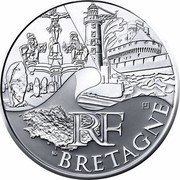 France 10 Euro Brittany 2011 KM# 1730 RF BRETAGNE coin obverse France 10 Euro Brittany 2011 KM# 1730 RF BRETAGNE coin obverse