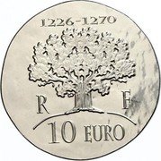 France 10 Euro Saint Louis IX 2012 (a) Proof KM# 1857 1226-1270 R F 10 EURO coin obverse France 10 Euro Saint Louis IX 2012 (a) Proof KM# 1857 1226-1270 R F 10 EURO coin obverse