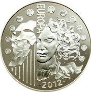 France 10 Euro Mitterrand and Kohl 2012 (a) Proof KM# 1850 € € € € € € € € € € € € EUROPA 2012 coin reverse France 10 Euro Mitterrand and Kohl 2012 (a) Proof KM# 1850 € € € € € € € € € € € € EUROPA 2012 coin reverse