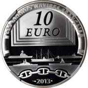 France 10 Euro The Gloire 2013 Proof KM# 1778 LES GRANDS NAVIRES FRANÇAIS 10 EURO 2013 coin reverse France 10 Euro The Gloire 2013 Proof KM# 1778 LES GRANDS NAVIRES FRANÇAIS 10 EURO 2013 coin reverse
