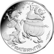 France 10 Euro Asterix Republican values. Fraternity Spaniards 2015 KM# 2276 CLAC ! CLAPACLAP ! FRATERNITÉ UDERZO coin reverse France 10 Euro Asterix Republican values. Fraternity Spaniards 2015 KM# 2276 CLAC ! CLAPACLAP ! FRATERNITÉ UDERZO coin reverse