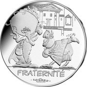 France 10 Euro Asterix Republican values. Fraternity Greeks 2015 KM# 2279 FRATERNITÉ UDERZO coin reverse France 10 Euro Asterix Republican values. Fraternity Greeks 2015 KM# 2279 FRATERNITÉ UDERZO coin reverse