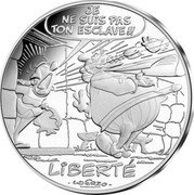 France 10 Euro Asterix Republican values. Liberty. Impedimenta 2015 KM# 2273 JE NE SUIS PAS TON ESCLAVE !! LIBERTÉ UDERZO coin reverse France 10 Euro Asterix Republican values. Liberty. Impedimenta 2015 KM# 2273 JE NE SUIS PAS TON ESCLAVE !! LIBERTÉ UDERZO coin reverse