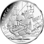 France 10 Euro Asterix Republican values. Liberty Chains 2015 KM# 2275 LIBERTÉ TCHAC ! UDERZO coin reverse France 10 Euro Asterix Republican values. Liberty Chains 2015 KM# 2275 LIBERTÉ TCHAC ! UDERZO coin reverse