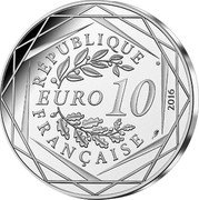 France 10 Euro The Little Prince. Fishing at the Mont Saint Michel 2016 KM# 2303 RÉPUBLIQUE FRANÇAISE EURO 10 2016 coin obverse France 10 Euro The Little Prince. Fishing at the Mont Saint Michel 2016 KM# 2303 RÉPUBLIQUE FRANÇAISE EURO 10 2016 coin obverse