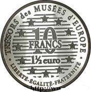 France 10 Francs-1.5 Euro La Source by Ingres 1996 Proof KM# 1121 TRÉSORS DES MUSÉES D'EUROPE 10 FRANCS 1½ EURO LIBERTÉ-ÉGALITÉ-FRATERNITÉ coin reverse France 10 Francs-1.5 Euro La Source by Ingres 1996 Proof KM# 1121 TRÉSORS DES MUSÉES D'EUROPE 10 FRANCS 1½ EURO LIBERTÉ-ÉGALITÉ-FRATERNITÉ coin reverse