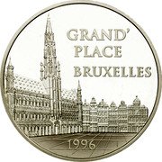 France 100 Francs-15 Euro Grand Place 1996 Proof KM# 1142 GRAND' PLACE BRUXELLES 1996 coin reverse