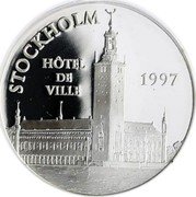 France 100 Francs-15 Euro Stockholm City Hall 1997 Proof KM# 1193 STOCKHOLM HOTEL DE VILLE 1997 coin reverse France 100 Francs-15 Euro Stockholm City Hall 1997 Proof KM# 1193 STOCKHOLM HOTEL DE VILLE 1997 coin reverse