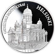 France 100 Francs-15 Euro St. Nicholas Cathedral 1997 Proof KM# 1176 CATHÉDRALE SAINT-NICOLAS HELSINKI 1997 coin reverse France 100 Francs-15 Euro St. Nicholas Cathedral 1997 Proof KM# 1176 CATHÉDRALE SAINT-NICOLAS HELSINKI 1997 coin reverse
