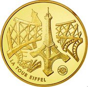 France 100 Francs Eiffel Tower 2001 Proof KM# 1275 LA TOUR EIFFEL coin obverse