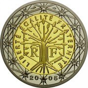 France 2 Euro Tree 2005 In sets only KM# 1289 LIBERTÉ ÉGALITÉ FRATERNITÉ RF J. JIMENEZ 20 05 coin obverse France 2 Euro Tree 2005 In sets only KM# 1289 LIBERTÉ ÉGALITÉ FRATERNITÉ RF J. JIMENEZ 20 05 coin obverse