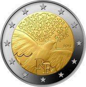 France 2 Euro 70th Anniversary of the End of World War II 2015 KM# 2256 AT BE BG CY CZ DE DK EE EL ES FI FR HR HU IE IT LT LU LV MT NL PL PT RO SE SI SK UK 2015 RF coin obverse France 2 Euro 70th Anniversary of the End of World War II 2015 KM# 2256 AT BE BG CY CZ DE DK EE EL ES FI FR HR HU IE IT LT LU LV MT NL PL PT RO SE SI SK UK 2015 RF coin obverse