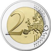 France 2 Euro 30th Anniversary of the Flag of Europe. Coloured version 2015 Proof KM# 2192 2 EURO LL coin reverse France 2 Euro 30th Anniversary of the Flag of Europe. Coloured version 2015 Proof KM# 2192 2 EURO LL coin reverse
