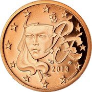 France 2 Euro Cent Marianne 2013 KM# 1283 RF 2013 F. COURTIADE coin obverse