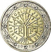 France 2 Euro (Trees) KM# 1414 LIBERTÉ ÉGALITÉ FRATERNITÉ J. JIMENEZ R F 20 16 coin obverse France 2 Euro (Trees) KM# 1414 LIBERTÉ ÉGALITÉ FRATERNITÉ J. JIMENEZ R F 20 16 coin obverse