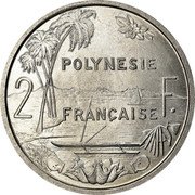 France 2 Francs French Polynesia 1965 (a) KM# 3 POLYNESIE 2 FRANÇAISE F. coin reverse France 2 Francs French Polynesia 1965 (a) KM# 3 POLYNESIE 2 FRANÇAISE F. coin reverse